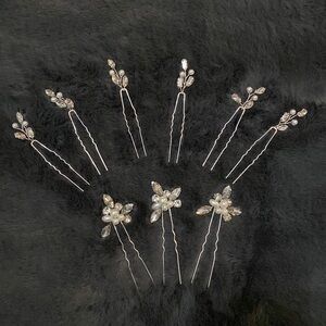 9 Piece Set of Silver and Pearl Bridal Hair Pins